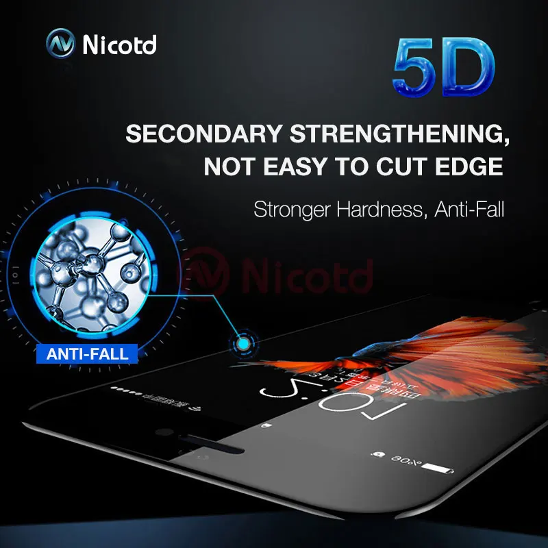 Nicotd 5D Volle Abdeckung Rand Gehärtetem Glas Für iPhone 8 7 plus 9 H 3D/4D Curved Screen Protecto