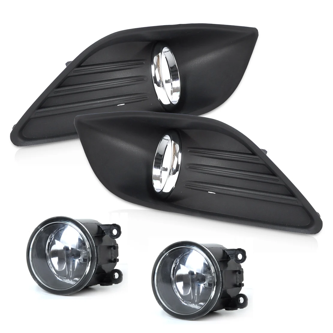 beler Lower Bumper 2 Pcs Right Left Fog Light Grille 2 Pcs Lamp Kit for Ford