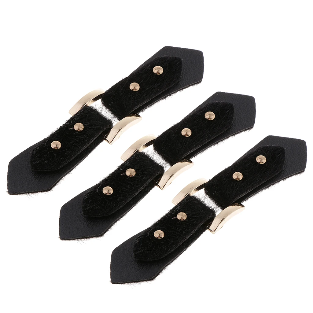 3 Pairs Leather Button Toggle Closure with Metal Buckles for Coat Jacket Duffle 13.2x2.8cm