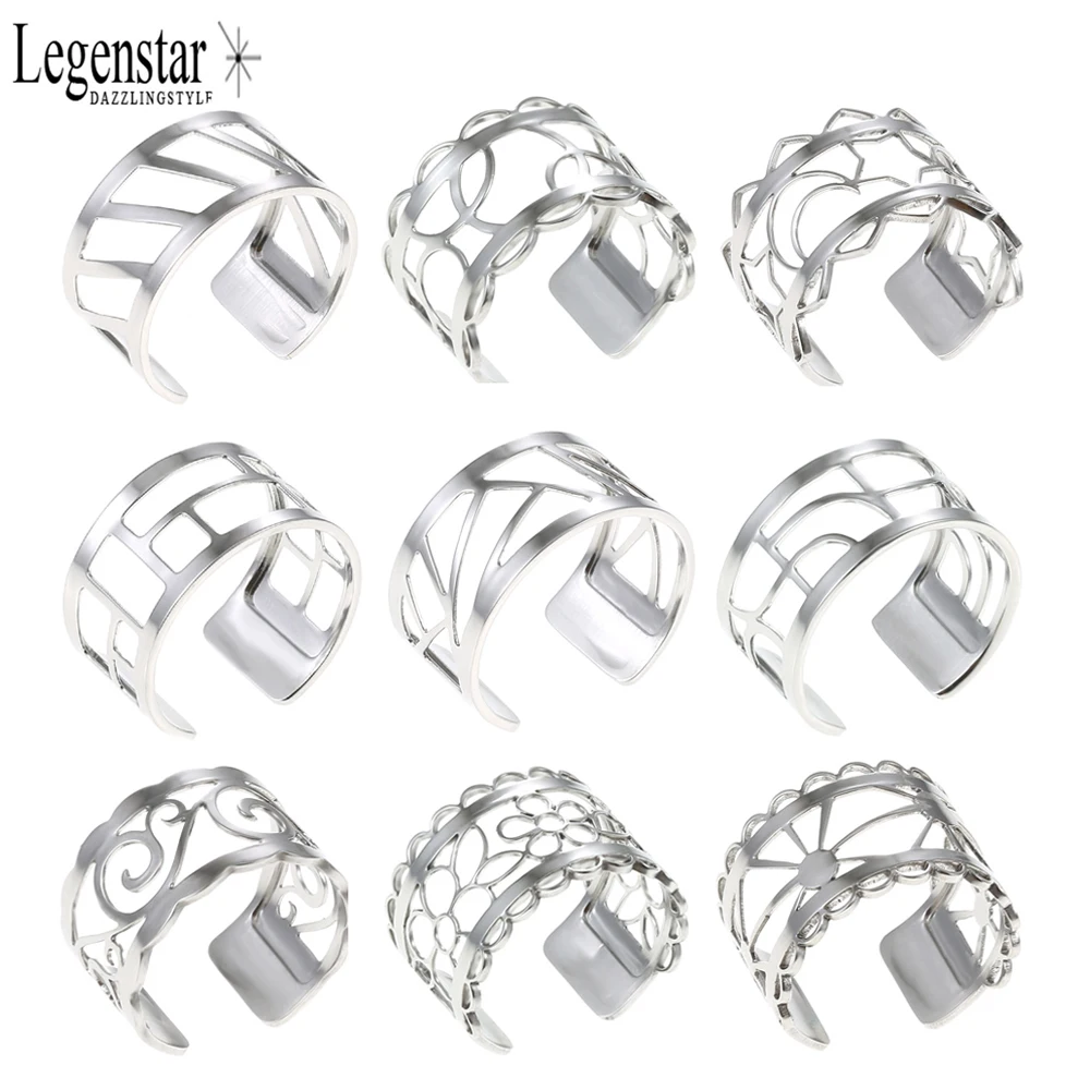 

Legenstar bijoux acier inoxydable Ring femme Bijoux Homme Silver Adjustable Ring Interchangeable Leather Bague Pour Femme Argent