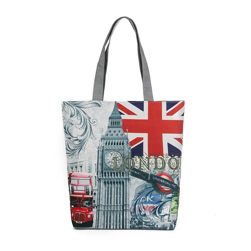 

London's Big Ben Printed Female Shopping Tote Bag Big Canvas Handbag Women's One Shoulder Crossbody Bag Portable sac