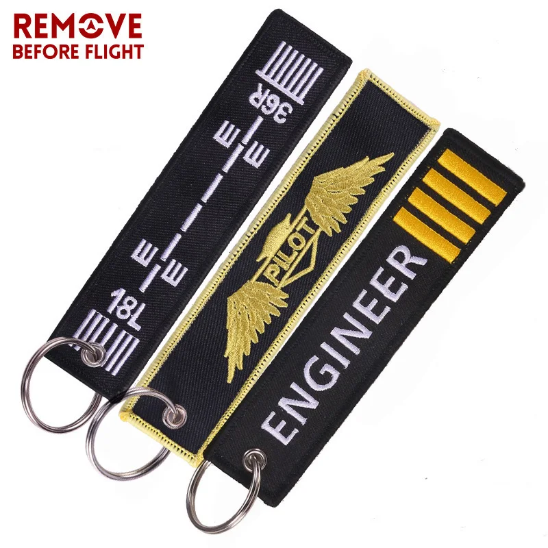 Remove Before Flight Red Embroidery Key Chains5