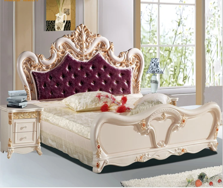 Высокое качество кровать мода европейский французский резные 1.8 м кровать 3382