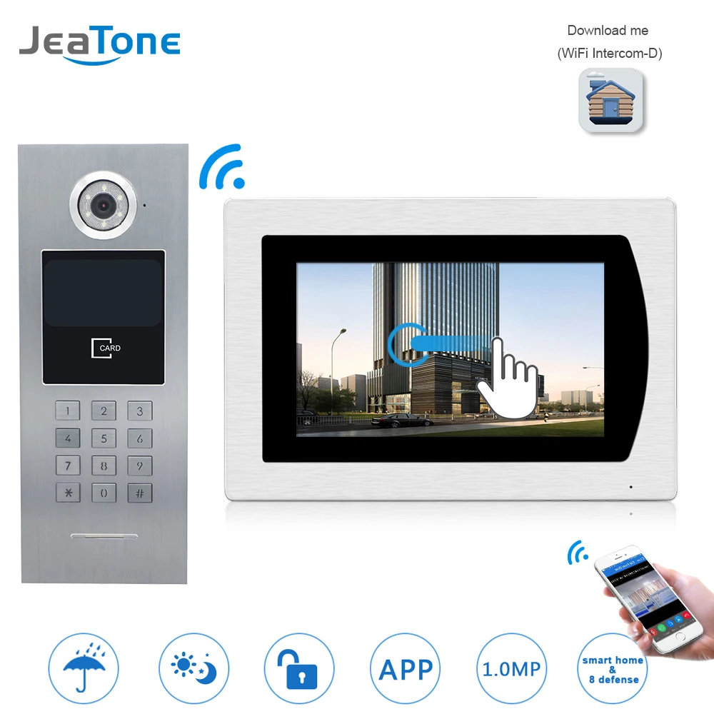 7''WIFI Video Door Phone IP Doorbell Intercom Touch Screen for Building Access Control System Support Password/IC Card/iOS Phone 7''WIFI Video Door Phone IP Doorbell Intercom Touch Screen for Building Access Control System Support Password/IC Card/iOS Phone