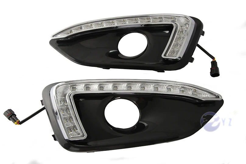 

2 Pcs drl For Chevrolet Chevy Malibu 2016 DRL with fog lamp hole Daytime Running Lights with turn signal Relay 12V Daylight