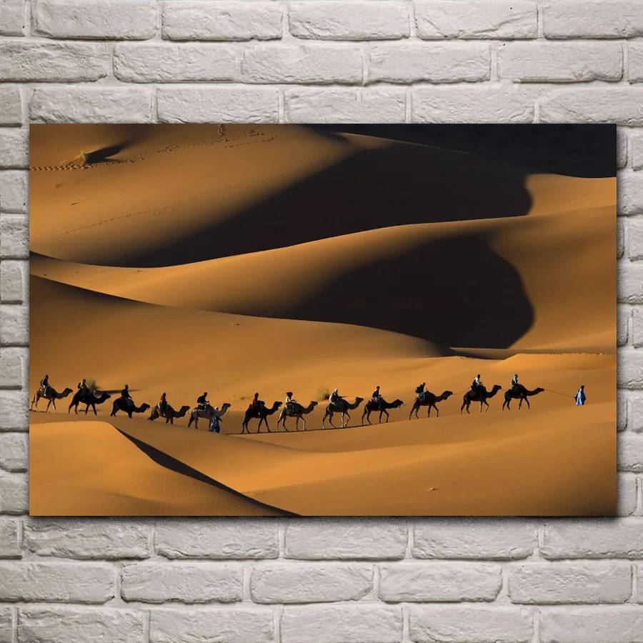

African camels animals Morocco nature desert landscape living room home wall modern art decor wood frame fabric posters EX579