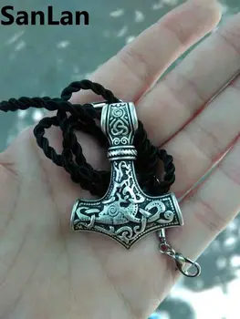 

20pcs thor's hammer mjolnir pendant viking jewelry scandinavian norse viking necklace viking pendant SanLan
