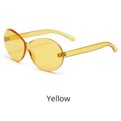 Ralferty, модные Овальные Солнцезащитные очки для женщин, фирменный дизайн, цельные интегрированные очки без оправы, фиолетовые очки, новые оттенки W2106 - Цвет линз: Yellow