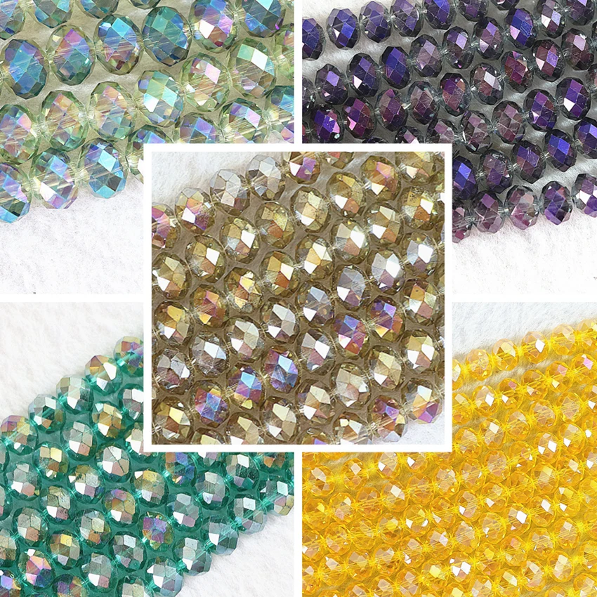 

4*6mm high quality multicolor AB crystal glass beads for jewelry 5strand/500pcs faceted rondelle abacus spacers beads B673