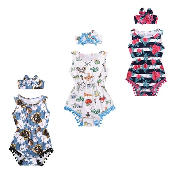 

Baby Girl Clothes Cotton Baby Rompers Summer Sleeveless Newborn Baby Clothing Flower Print Infant Jumpsuits New Fashion Flower