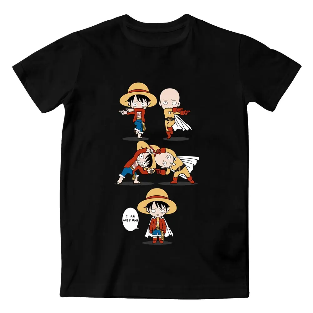 Футболка Monkey D Luffy VS Monkey Goku, классная футболка в стиле аниме, футболка с драконом и помпоном, 1 предмет, хлопок, черная футболка - Цвет: 05-Black