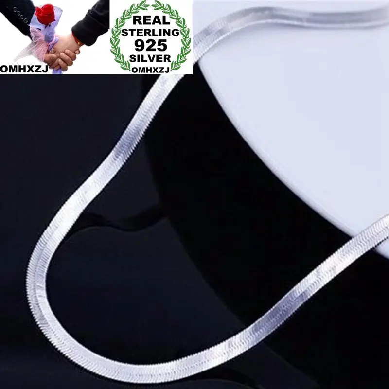

OMHXZJ Wholesale Personality Fashion Unisex Party Wedding Gift White Gold Blade Chain 925 Sterling Silver Chain Necklace NC165