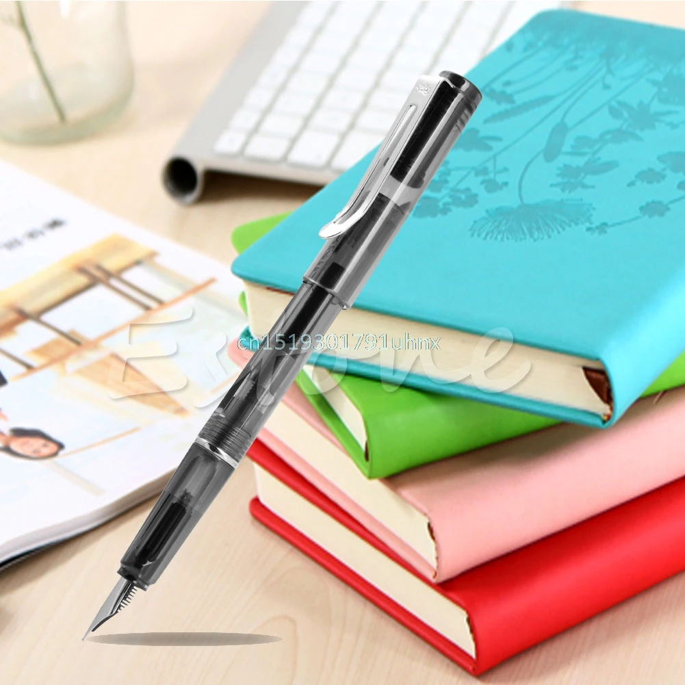 JINHAO 599 Прозрачная Черная перьевая ручка среднего размера 18KGP перо новая
