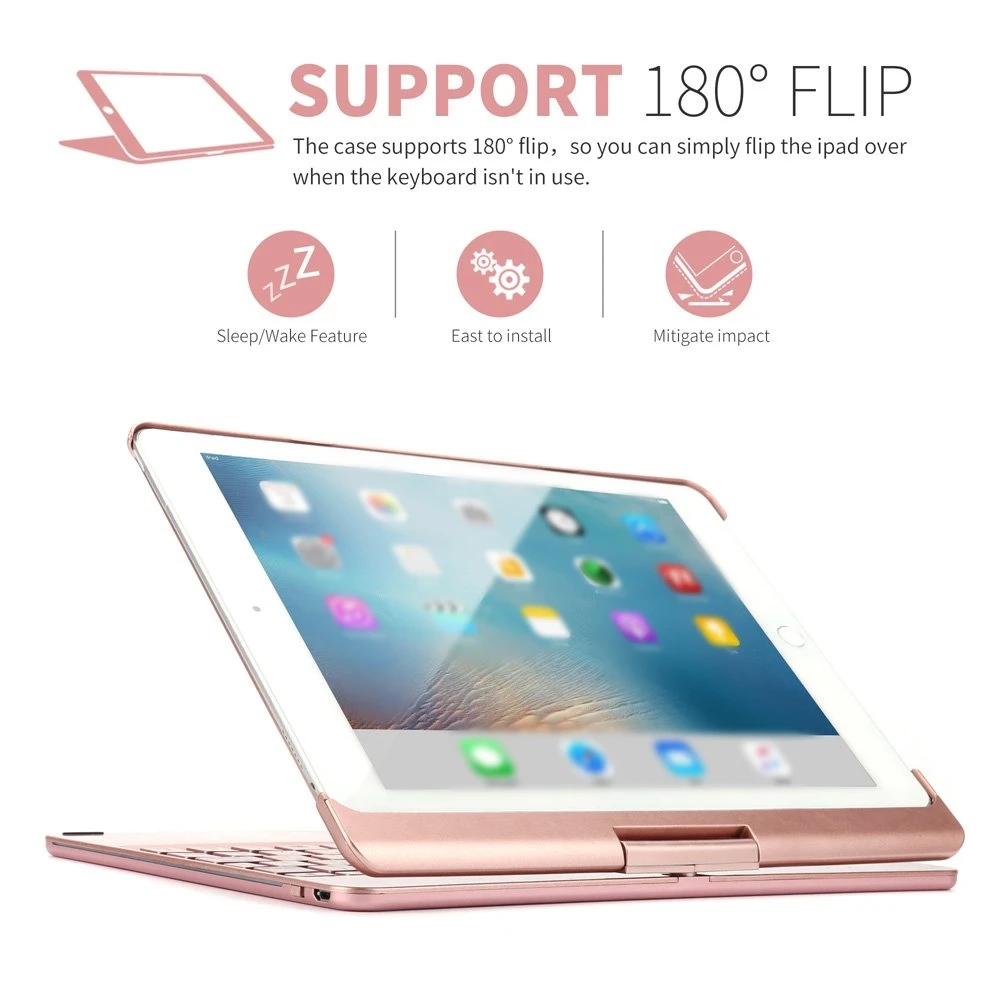 

for iPad 9.7/iPad Pro 9.7/iPad Air Keyboard Case,ANIMUS 7 Color Backlit Bluetooth Keyboard Case Folio Smart 360 Rotate Stand