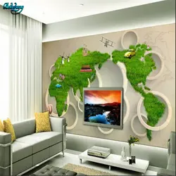 Обои на заказ, 3D стерео фрески, Карта мира, ТВ фон, мебель для гостиной