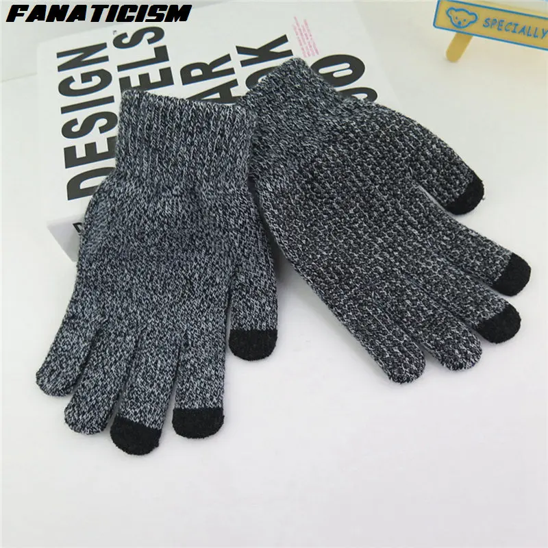Fanaticism Free Size Unisex Non-slip Touch Screen Gloves Texting Mobile Phone Tablet PC Stretch Winter Knit Mittens Gloves