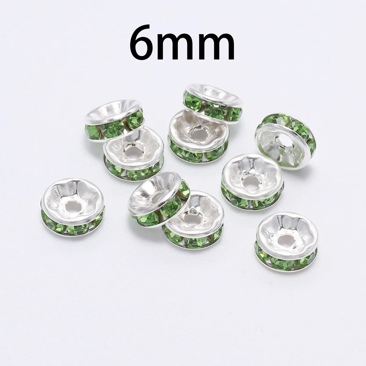 Green - 6mm 50 шт./лот золотые серебряные разноцветные свободные бусины из горного хрусталя 6 8 10 12 мм Металлические рондели разделительные бусины для изготовления ювелирных изделий своими руками - Цвет: Green - 6mm