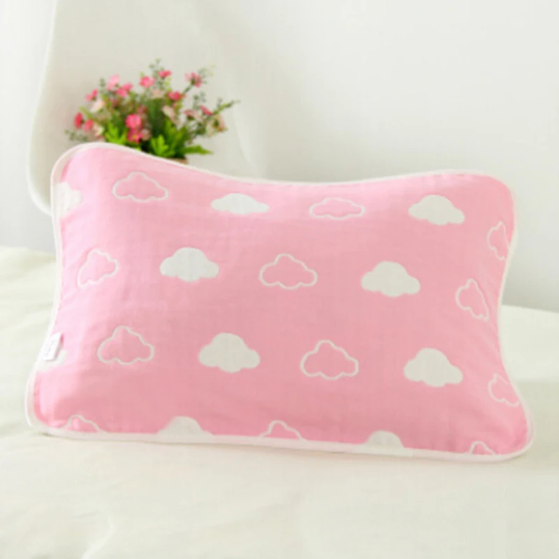 

Hot Sale Newborn Baby Soft Cotton Gauze Pillow Case Cartoon Breathable Sleeping Towel Six Layers Gauze babies pillow