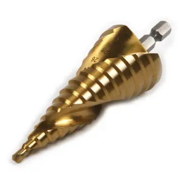 

Fixmee HSS Step Drill Bits 4mm-32mm Spiral groove Power Tools 1/4'' hex shank Wholesale Price 15 steps metal Drilling Titanium