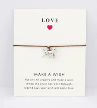 Horses Horseshoe Unicorn Elephants Animal Charm Card Bracelets Light Brown Blue Wax Cords Women Men Girl Jewelry Christmas Gift blue horses