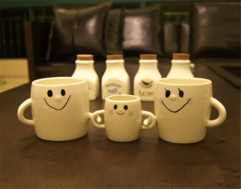Cute Smile Mom Dad  Family Mug Mug A Family Of Three Parent-Child Couple Cups Creative Coffee Cup Ceramic Hand02