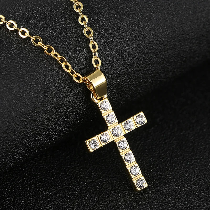 

Exquisite Bible Jesus Cross Pendant Necklace for Rhinestone Gold/Silver Tone women Crucifix Charm Jewelry