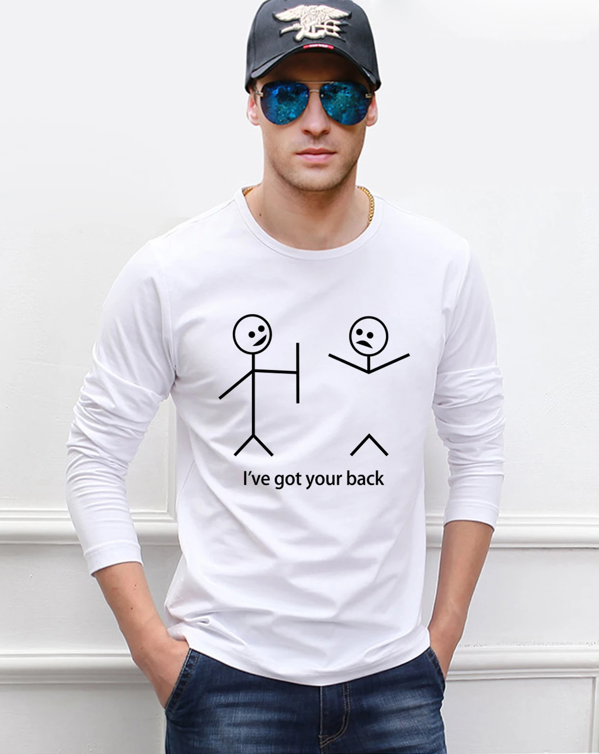 Мужская футболка с длинным рукавом 100% хлопок|mens long sleeve t-shirt|men topsfunny t shirts |