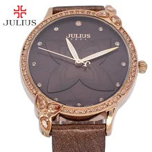 Lady Women s Watch Japan Quartz Clock Hours Fashion Rhinestone Lily Dress Bracelet Leather Girl Birthday