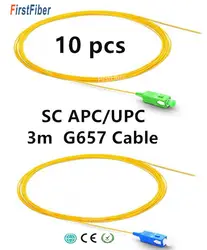 3 м 10 шт SC APC Волокна Пигтейл SC UPC Моток оптоволоконного кабеля симплекс один режим SM оптоволоконная косичка G657A 0,9 мм куртка ПВХ