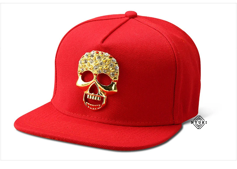 NYUK Bling Gold Логотип Черепа бейсболки для женщин хип хоп танцевальные шляпы хороший хлопок Gorras Snapbacks Casquette Регулируемый для мужчин подарок