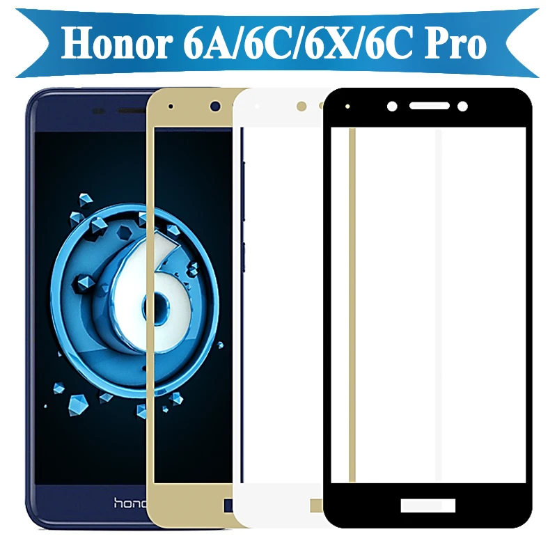 

On Honor 6A Glass For Huawei Honer 6C Pro Screen Protector 6X A6 C6 X6 Protective Glas 6 A C X Safety Huaweii Tempered Case Full