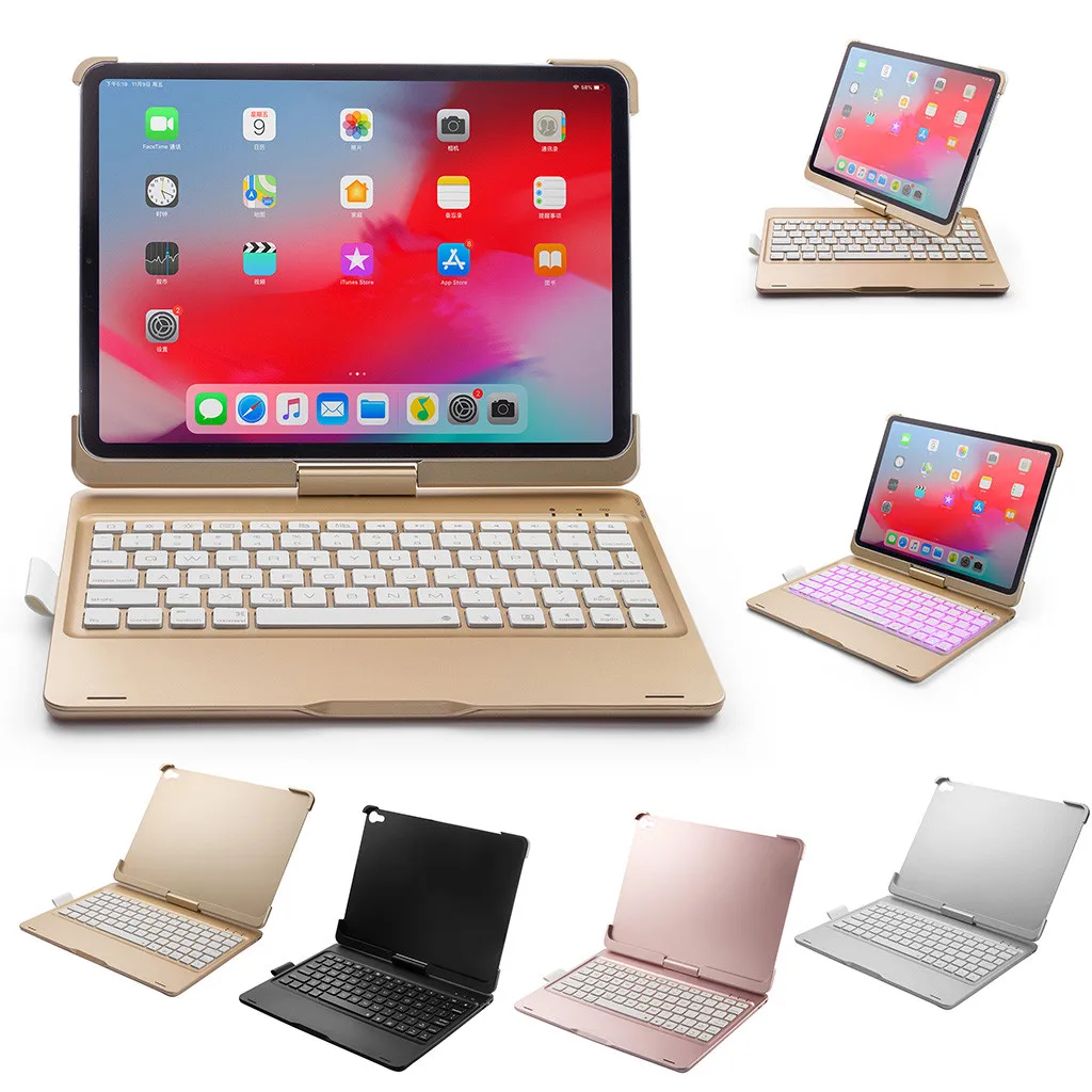 360 градусов флип Bluetooth беспроводная клавиатура для iPad Pro 11 чехол Крышка с подсветкой с автоматическим отключением сна портативная Офисная Клавиатура