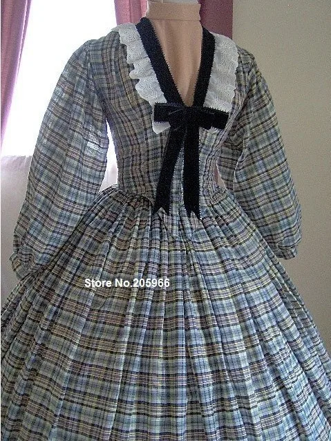 На заказ-1800 s Викторианский гражданская война платье-1860 s летний день платье-чай Пикник платье