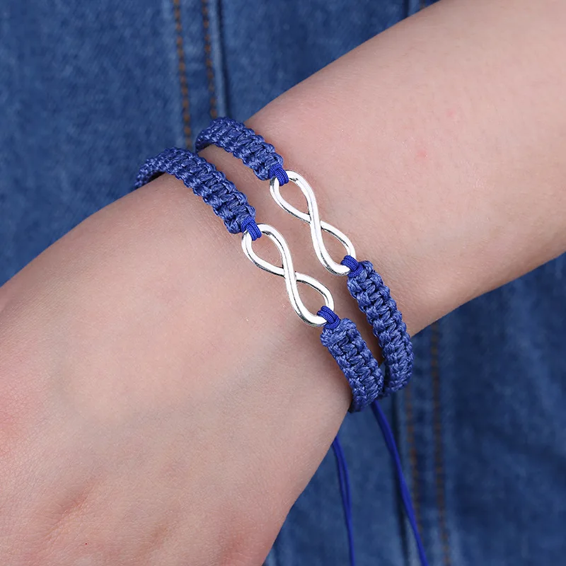 KOMi 2pcs/set Handmade Woven 8 Words Lucky Friendship Adjustable Bracelet Set Infinity Couples Bracelet Set Jewelry Gift I-328 KOMi 2pcs/set Handmade Woven 8 Words Lucky Friendship Adjustable Bracelet Set Infinity Couples Bracelet Set Jewelry Gift I-328