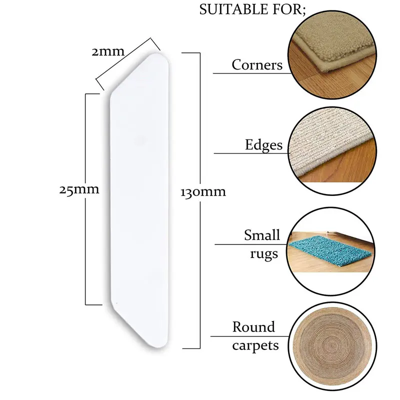 8 шт. противоскользящие ковер захваты многоразовые Ванная комната Кухня PU ковер захвата Двусторонняя бытовые нескользящей стикер для ковров