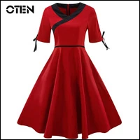 OTEN-Women-Summer-Clothing-Short-sleeve-V-Neck-Elegant-Vintage-Retro-50s-60s-Rockabilly-pin-up