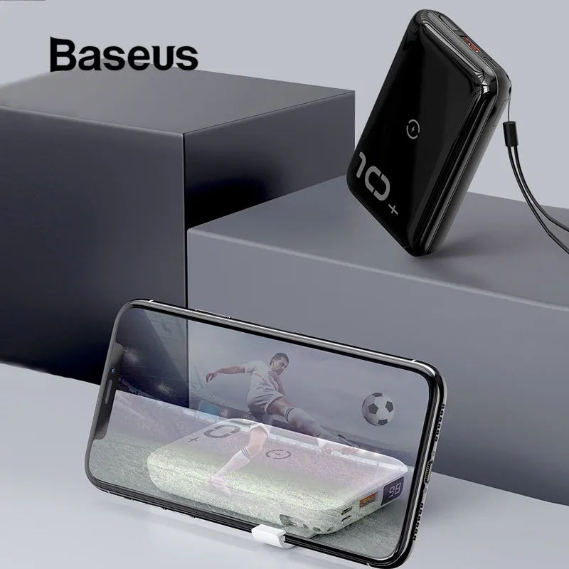 Baseus портативное 10 Вт Беспроводное зарядное устройство 10000 мАч Внешний аккумулятор для iPhone samsung Xiaomi быстрая Беспроводная зарядка внешний аккумулятор