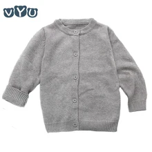 VYU/Детский свитер г. Осенне-зимняя куртка с длинными рукавами для мальчиков и девочек Вязаный Кардиган детский однотонный цвет
