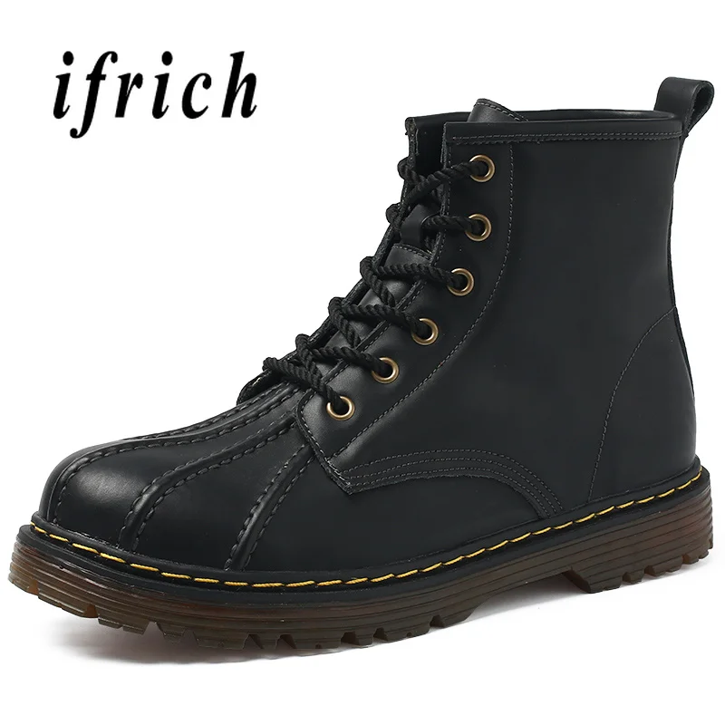 

Hot sale Boots Men Brown Black Young Casual Male Shoes Hard-Wearing Wearable Mens Motorcycle Boots Comfortable Work Boots Men