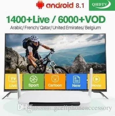 

leadcool Q9 android 8.1 TV Box with Smart IPTV 1300package French 1 Year QHDTV Subscription Germany Spain Arabic Sweden Portugal