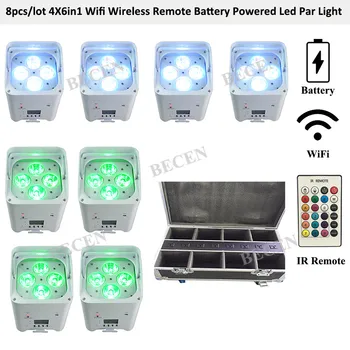 

Wireless DMX 4x15w 6in1 Battery Powered LED Par Light Wifi APP Control IRC Remote Control Led Uplight 8pcs