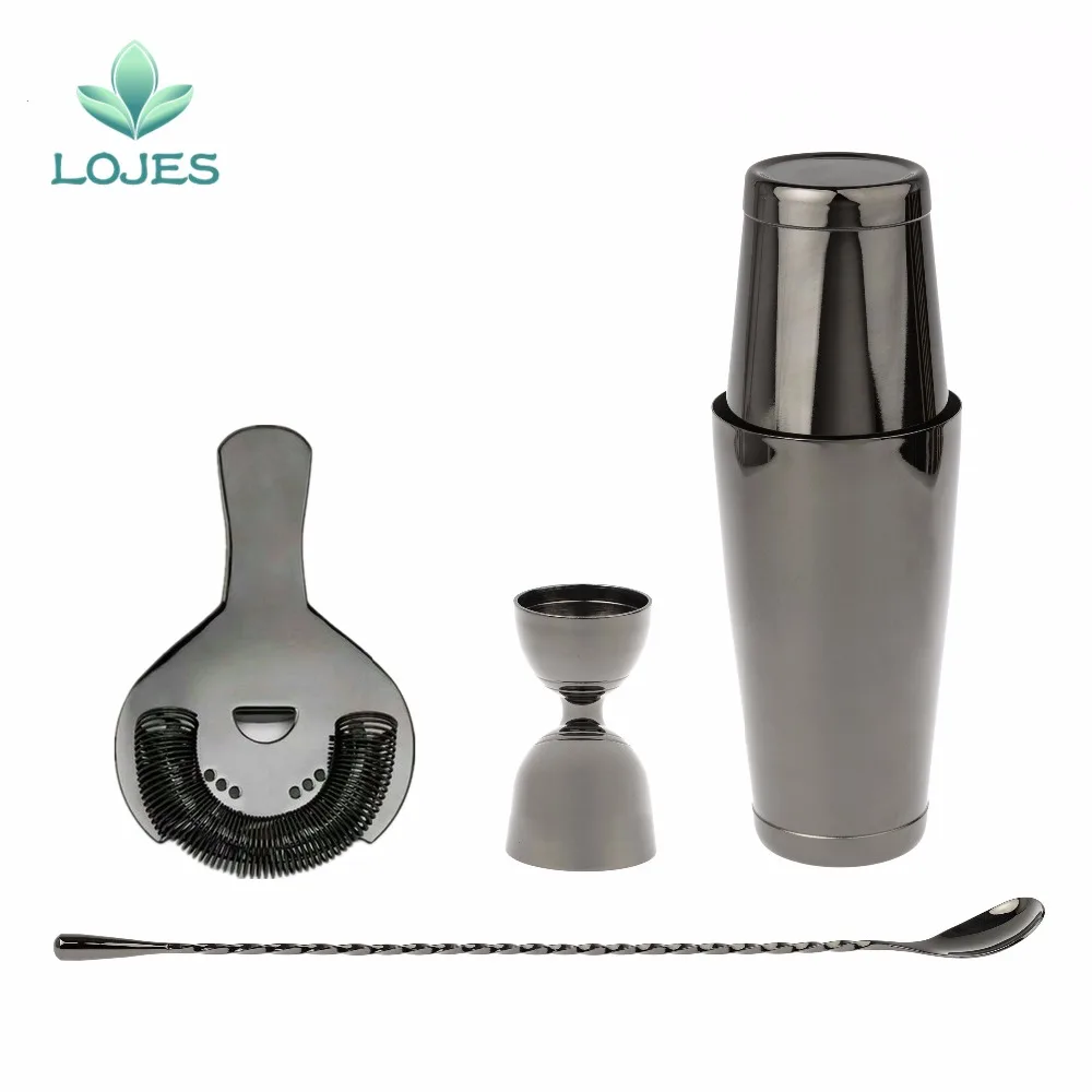 

Boston Cocktail Shaker Bar Set Weighted Shaker Tins, Hawthorne Cocktail Strainer, Double Jigger, 30cm Mixing Spoon