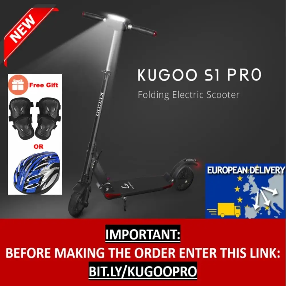 

[NEW] KUGOO S1 PRO Folding Electric Scooter 7.5AH 350W LCD Display 3 Speed Modes 8 Inch Solid Honeycomb explosion-proof Tire