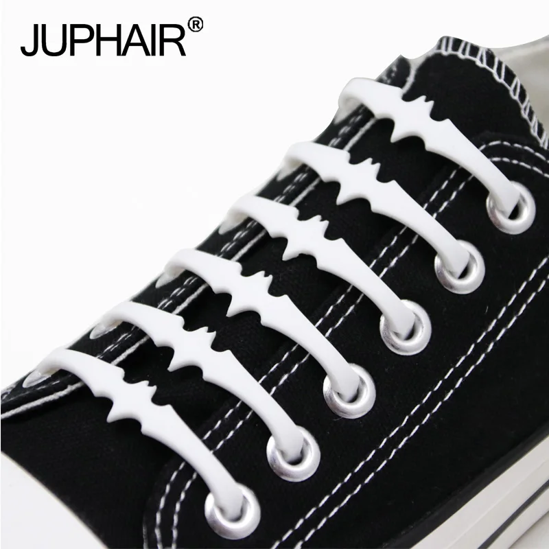 

New 1 Set 16 Roots Men Metal Lock Lacing Elastic Without Necktie Lace Adult Children Fashion Not Tie Laces Sports Lace Bat Shape