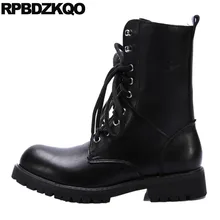 Зимние ботинки с подкладкой из искусственного меха; черные ботильоны на шнуровке; короткие непромокаемые военные ботинки в британском стиле; Мужская обувь в армейском стиле; большие размеры