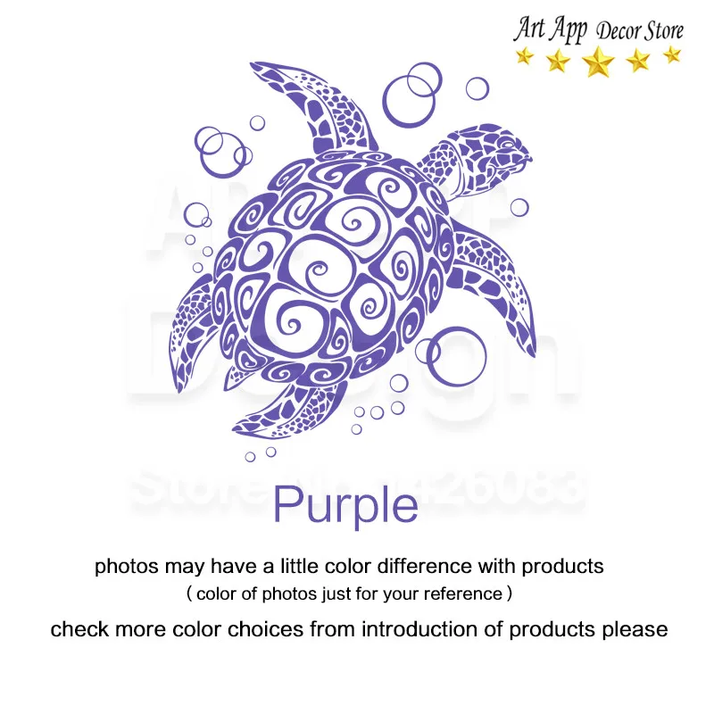 Хорошее качество домашний декор художественный дизайн виниловые морские черепахи Наклейки на стены съемные домашние украшения животные дешевые наклейки - Цвет: Purple