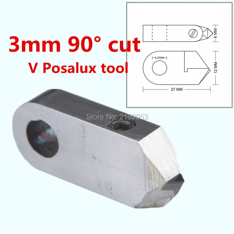 3mm 90 degree V cut edge posalux diamond tool with PCD Tip for gold