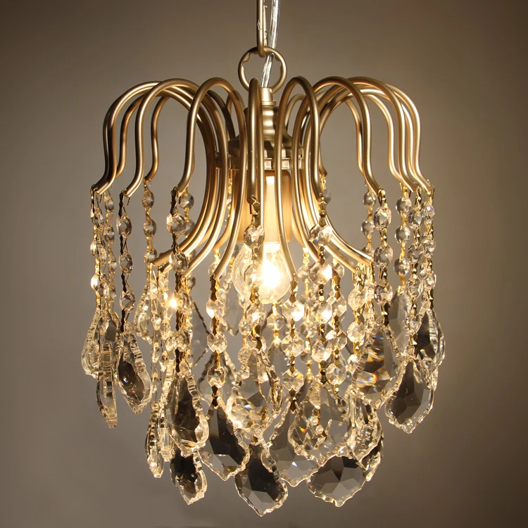 

American Country Crystal LED Pendant Lights Vintage Hanging Lamps Lustre Droplight Fixtures For Home Lighting Foyer Cafe Living