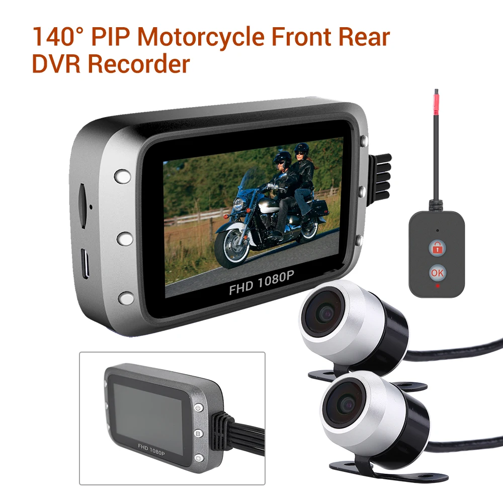 

WONVON MT20 Motorcycle Dash Camera Dual HD DVR 3"IPS Moto GPS Camera 1080P Loop Recording Parking Monitor Black Night Vision Box