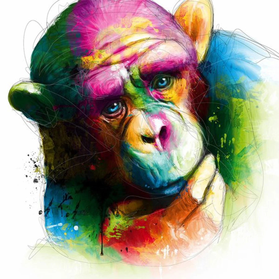 

5D DIY Diamond Painting Animal Colorful Old Monkey Full Drill Square Diamond Embroidery Cross Stitch Rhinestone Mosaic Decor Art